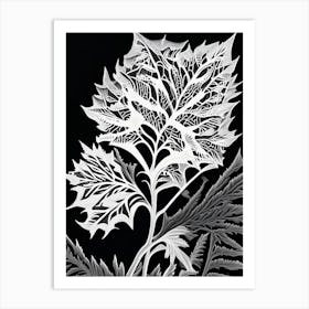 Sweet Cicely Leaf Linocut 1 Art Print