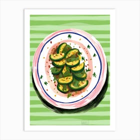 A Plate Of CourgetteTop View Food Illustration 1 Art Print