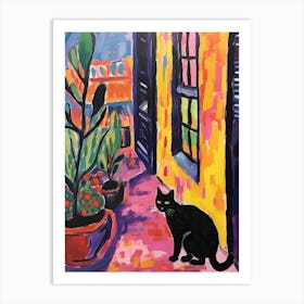 Painting Of A Cat In Montepulciano Italy 1 Art Print