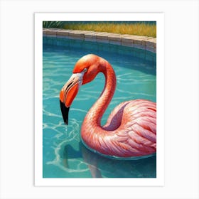 Flamingo In The Pool Art Print