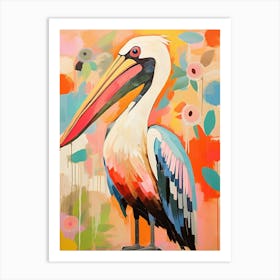 Pink Scandi Pelican 1 Art Print