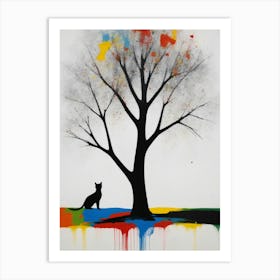 Cat Tree Nature Design Abstract Pet Animal Abstract Art Painting Art Print