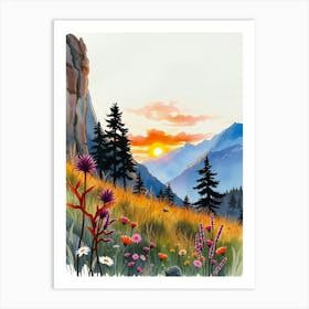 Watercolor Landscape Painting Art Print