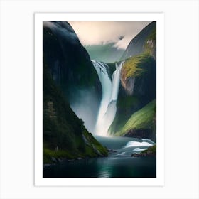 Nærøyfjord Waterfalls, Norway Realistic Photograph (2) Art Print