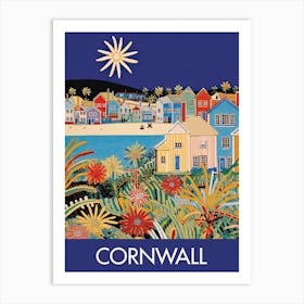 Cornwall England Flowers Travel Print Painting Cute Art Print