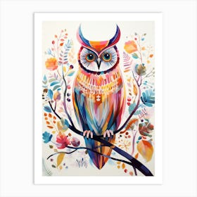 Bird Painting Collage Owl 3 Art Print