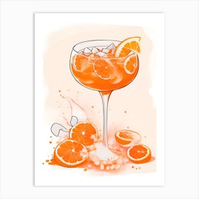 Aperol With Ice And Orange Watercolor Vertical Composition 63 Art Print
