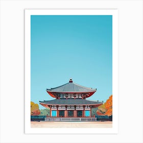 Todai Ji Temple Nara 3 Colourful Illustration Art Print