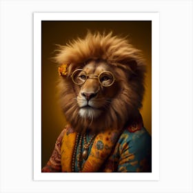 Lion Wearing Glasses Art Print