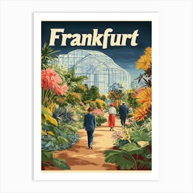 Aihrgdesign A Retro Travel Poster For Frankfurt 1 Art Print