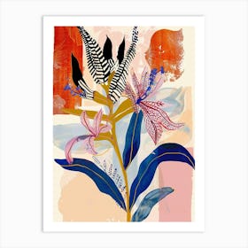 Colourful Flower Illustration Lobelia 1 Art Print