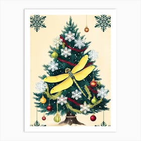 Dragonfly Christmas Tree Art Print