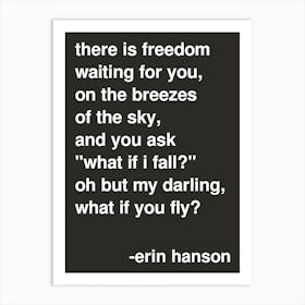 What If I Fall Hanson Quote In Black Art Print