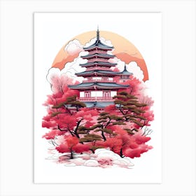 Ginkaku Ji Temple Japan Modern Illustration 1 Art Print