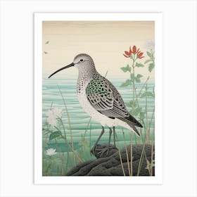 Ohara Koson Inspired Bird Painting Dunlin 4 Art Print