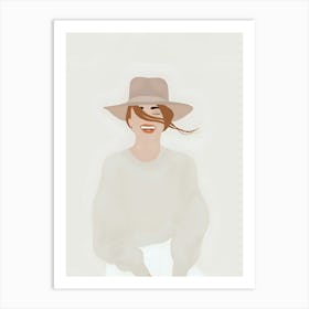 Portrait Of A Woman Wearing A Hat Art Print