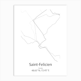 Saint Felicien,Canada Minimalist Map Art Print