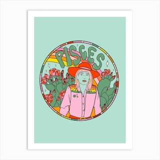 Pisces Cowgirl Art Print