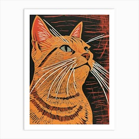 Exotic Shorthair Linocut Blockprint 3 Art Print