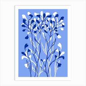 Blue Delicate Plants Art Print