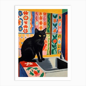 Black Cat In Kitchen Sink 2 Art Print