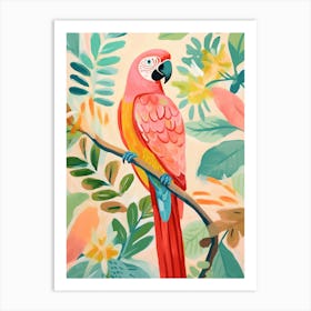 Pink Scandi Macaw 1 Art Print