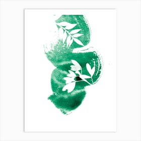 Abstract Green Leaves On A White Background Art Print