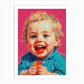 Child Eating Gummy Bears Art Print