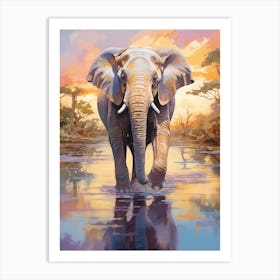 Elephant In The Water Art Print