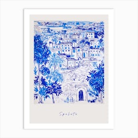 Spoleto Italy Blue Drawing Poster Art Print
