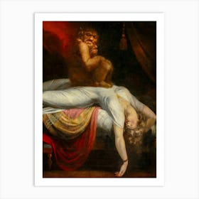 The Nightmare 1781 by Henri Fuseli | Sleep Paralysis Demon Antique Painting in HD Art Print