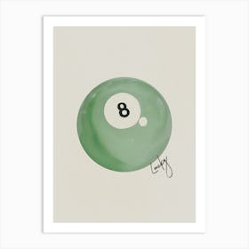 Lucky Green Pool Ball Art Print