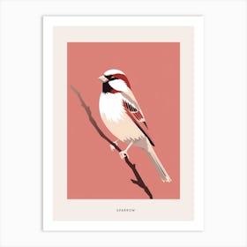 Minimalist Sparrow 2 Bird Poster Art Print