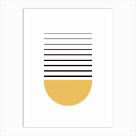 Gold & Black Stripe Mid Century Minimal Abstract Art Print