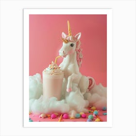 Toy Unicorn Drinking A Milkshake Art Print