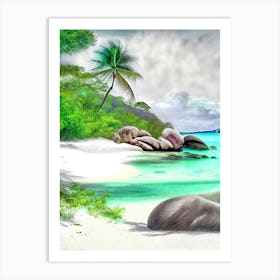 La Digue Island Seychelles Soft Colours Tropical Destination Art Print