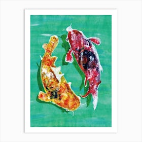 Yin Yang Koi Fish painted by Paoling Rees Art Print