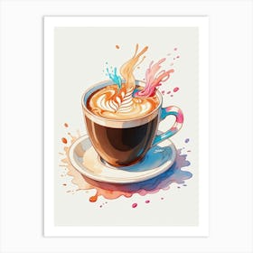 Coffee Cup With Splashes Art Print