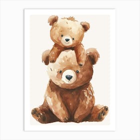 Watercolor Teddy Bears Kids and Nursery 1 Art Print