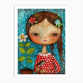 Little Girl In The Rain 1 Art Print