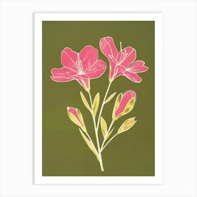 Pink & Green Freesia 1 Art Print