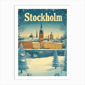 Aihrgdesign A Mid Century Modern Travel Poster For Stockholm 2 Art Print