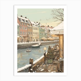 Vintage Winter Illustration Copenhagen Denmark 2 Art Print