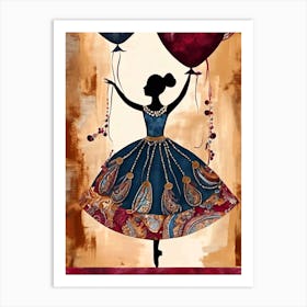 Ballerina Balloons Art Print