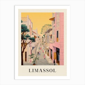 Limassol Cyprus 1 Vintage Pink Travel Illustration Poster Art Print