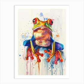 Frog Colourful Watercolour 4 Art Print