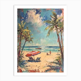 Retro Beach Scene 1 Art Print