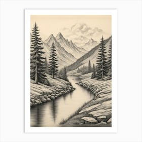 Sketchy Landscape Art Print