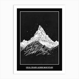 Geal Charn Alder Mountain Line Drawing 3 Poster Art Print