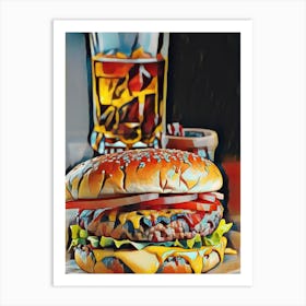 Cool Burgers And Drinks Art Print